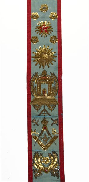 Master Mason’s sash (cordon), Ancient and Accepted Scottish Rite.