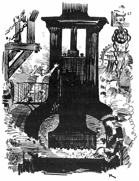 Le marteau pilon de l'usine alimentaire, illustration de Robida