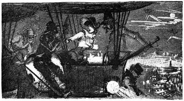 Attaque nocturne aérienne, illsutration de Robida