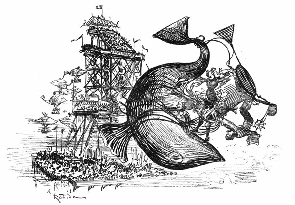 Accident d'aérostat dans le grand prix de Paris, illustration de Robida