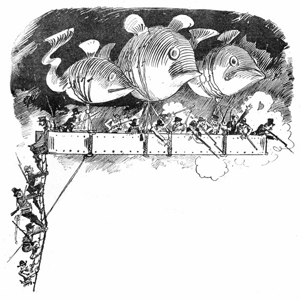 Barricade aérienne, illustration de Robida