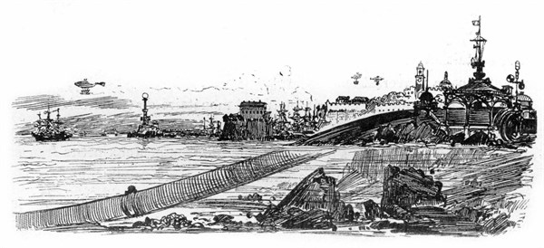 Tube transatlantique, illustration de Robida