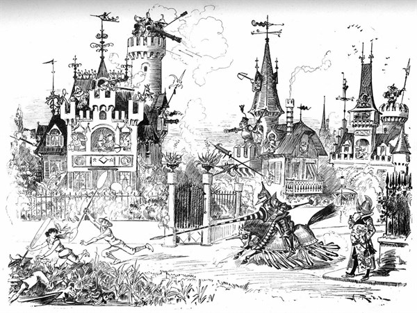 Derniers jours de la féodalité à Chatou, illustration de Robida