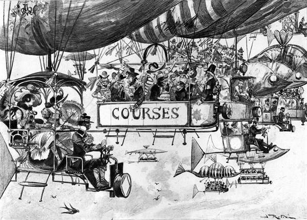 Courses d'aérostats, illustration de Robida