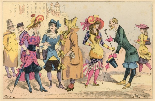 Modes parisiennes en septembre 1952, illustration de Robida