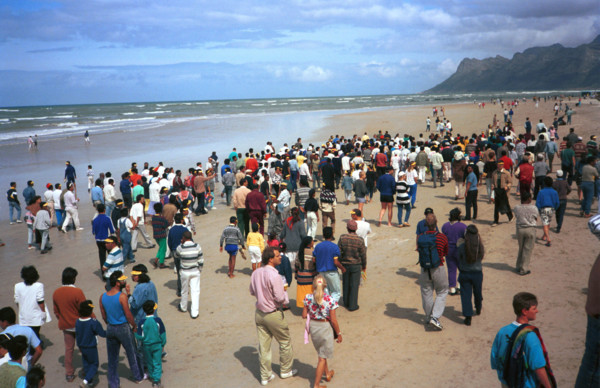 The Strand, Cape Town, South Africa, 1989

water, sand, beach, coloured people, demonstrations