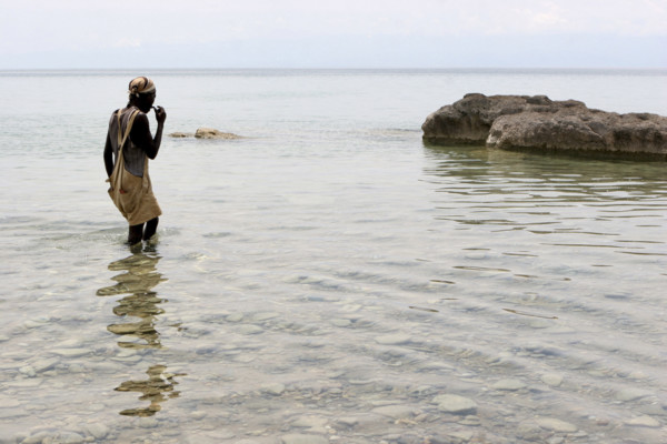 Burundi, Fishermen in lake Tanganjika with the Democratic Republic of Congo slightly visible in the
