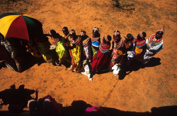 Women queue for food