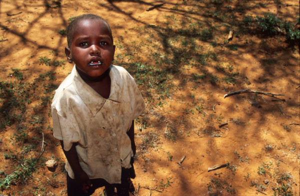 Samburu child in Western clothing