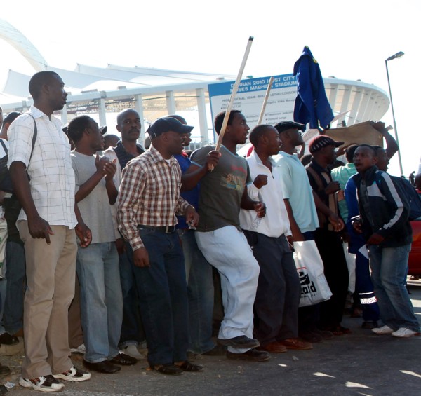 Grève des ouvriers sur le chantier du stade de Durban, Afrique du Sud