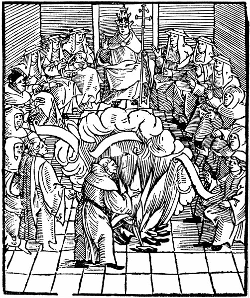 Pope Leo X supervising the burning of Martin Luther's books after the first Diet of Worms, 1521