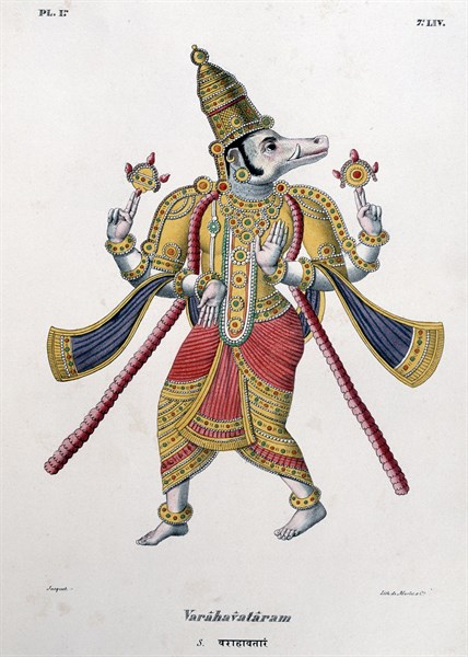 Vishnu, un des dieux de la Trinité hindoue (Trimurti) dans son troisième avatar