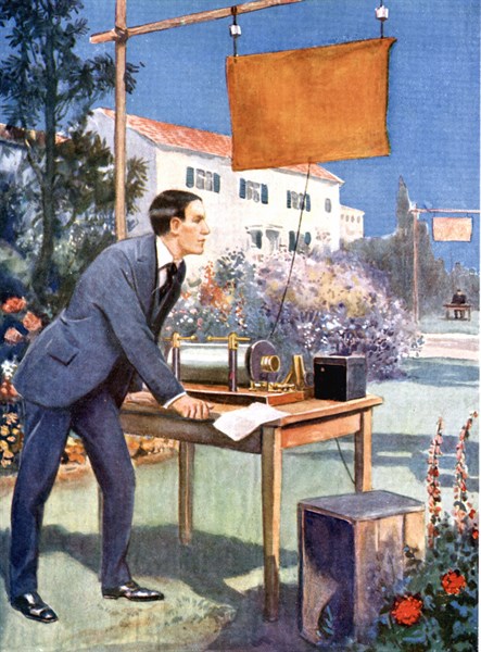 Guglielmo Marconi in his father's garden at Bologna