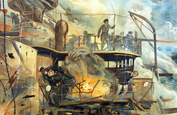 Russo-Japanese War 1904-1905, Naval battle between Russian and Japanese fleets off Port Arthur