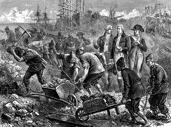 Wood  engraving showing John Howard