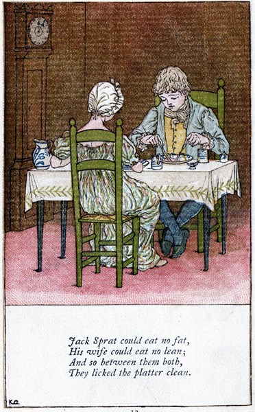 Illustration by Kate Greenaway (1846-1901) for a book of nursery rhymes 'Goosey, goosey gander, where shall I wanter?'