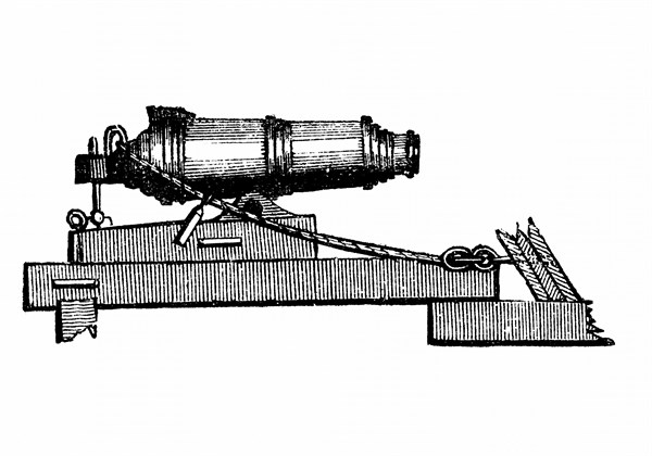 Carronade, petite piece d'artillerie navale de grand calibre, semblable a un mortier