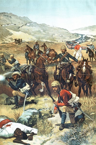 The Last Shot in the Sudan chromolithograph showing the end of one of the British campaigns in the Sudan