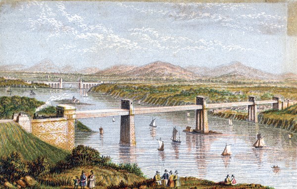 Britannia Tubular Bridge over Menai Straits, Wales