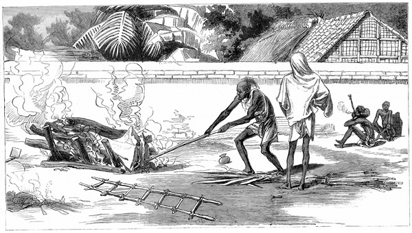 Cremation of the dead on funeral pyres, Calcutta, India