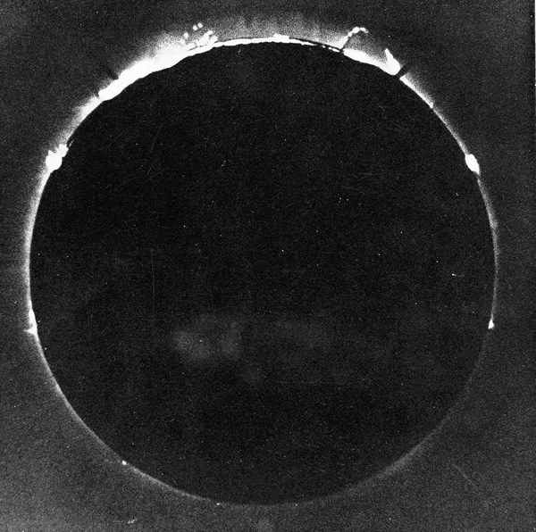 Warren de la Rue's photograph of total solar eclipse at Rivabellosa, Spain 18 July 1860