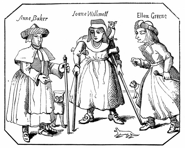 Anne Baker, Joanne Willimott and Ellen Greene, Leicestershire women with their pets and familiars