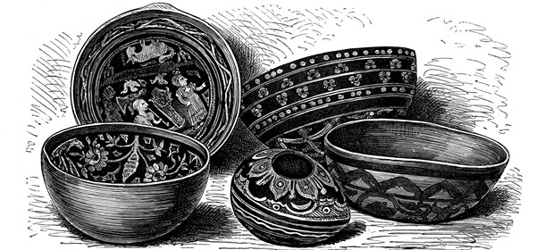Vessels of japanned earthenware from Brazil
