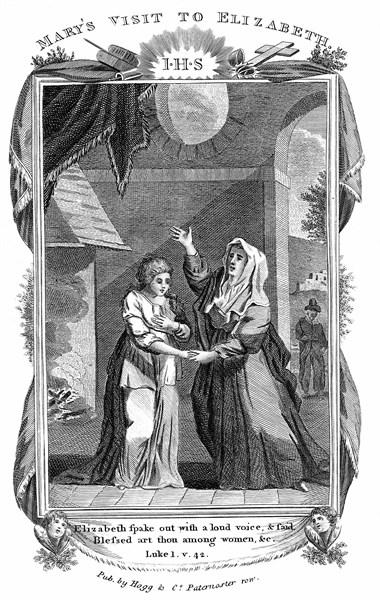 Virgin Mary  visiting her cousin Elizabeth