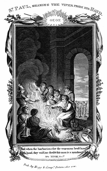 St Paul the Apostle shaking the viper from his hand