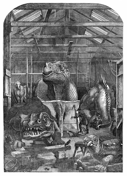 The 'Extinct Animals' model room at Crystal Palace, Sydenham