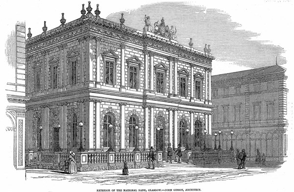 Exterior view of the National Bank, Glasgow, Scotland