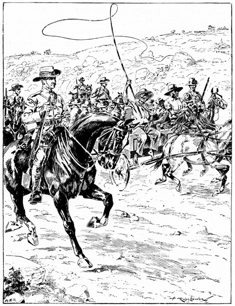 Boer prisoners under escort being taken to the coast for deportation