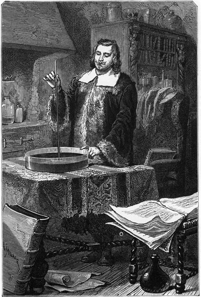 Evangelista Torricelli inventing the mercury barometer
