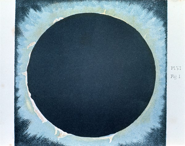 Solar corona and prominences 1860