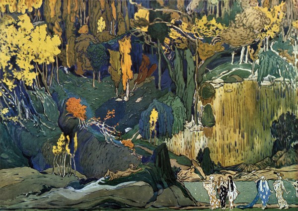 Bakst, Etude de décor pour Le Prélude à l'Après-midi d'un Faune