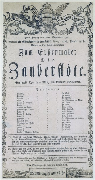 Poster for the opera 'The Magic Flute'