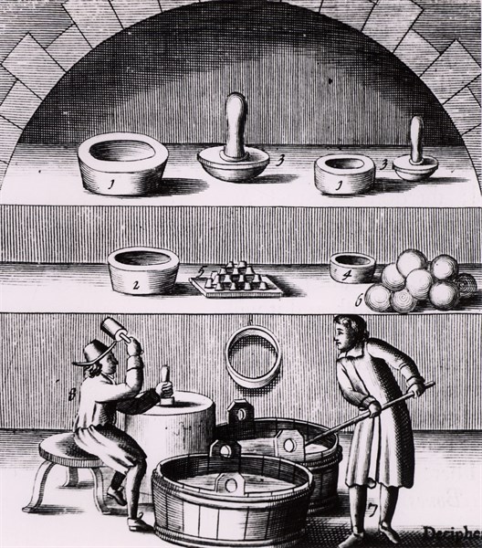 Essai de l'argent : étape de la fabrication des coupelles et creusets