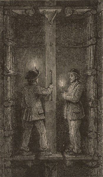 Man-engine or movable ladder adopted in Cornish mines