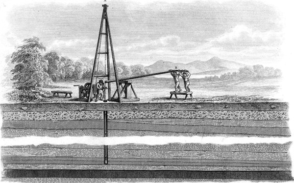 Sinking an exploratory bore hole using shearlegs