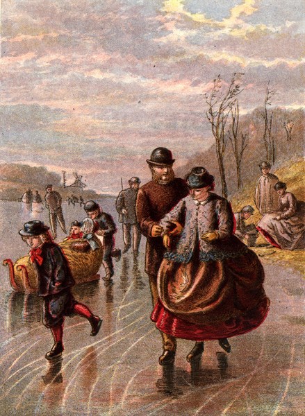 Ice skating on a frozen river