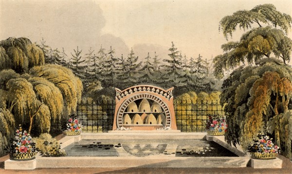 Design for garden with bee shelter