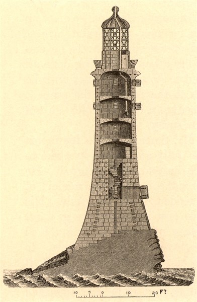 Sectional view of The fourth Eddystone lighthouse