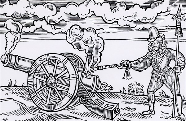 Master gunner firing a cannon