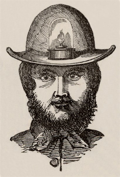 Cornish miner's skull-cap lamp