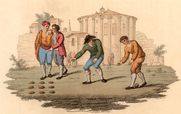 Youths playing Bumble Puppy