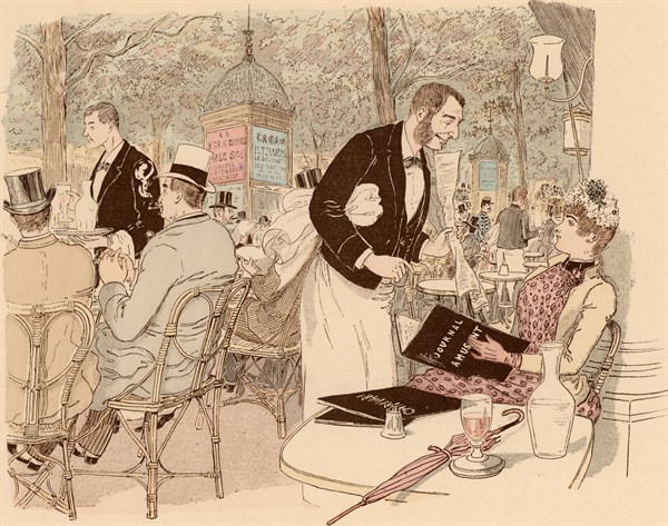 Taking refreshment on the terrace of a Parisian Café
