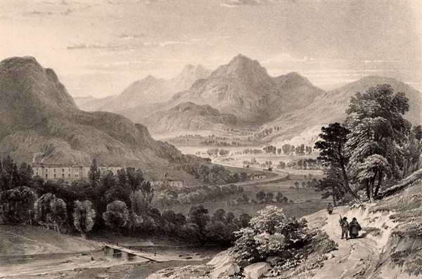 L'auberge de Capel Curig, vue depuis le mont Moel Siabod
