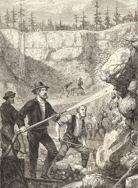 Hydraulic gold mining in California