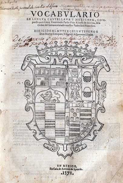 Title page of "Vocabulary in Castilian and Mexican Language"