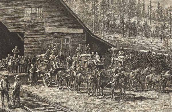 Scene at Reno station, Nevada, on the Central Pacific Railroad, c1876